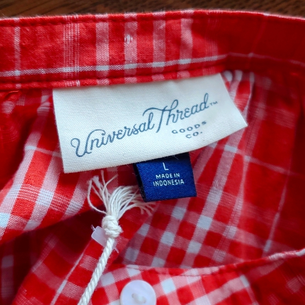 Salmon and white blouse